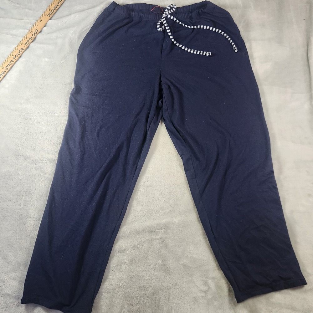 Nautica‎ Navy Blue Wide-Leg Pajama Pants Women's Size Large Coastal Grandma